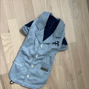 Gray Dog Vest with Navy Accents